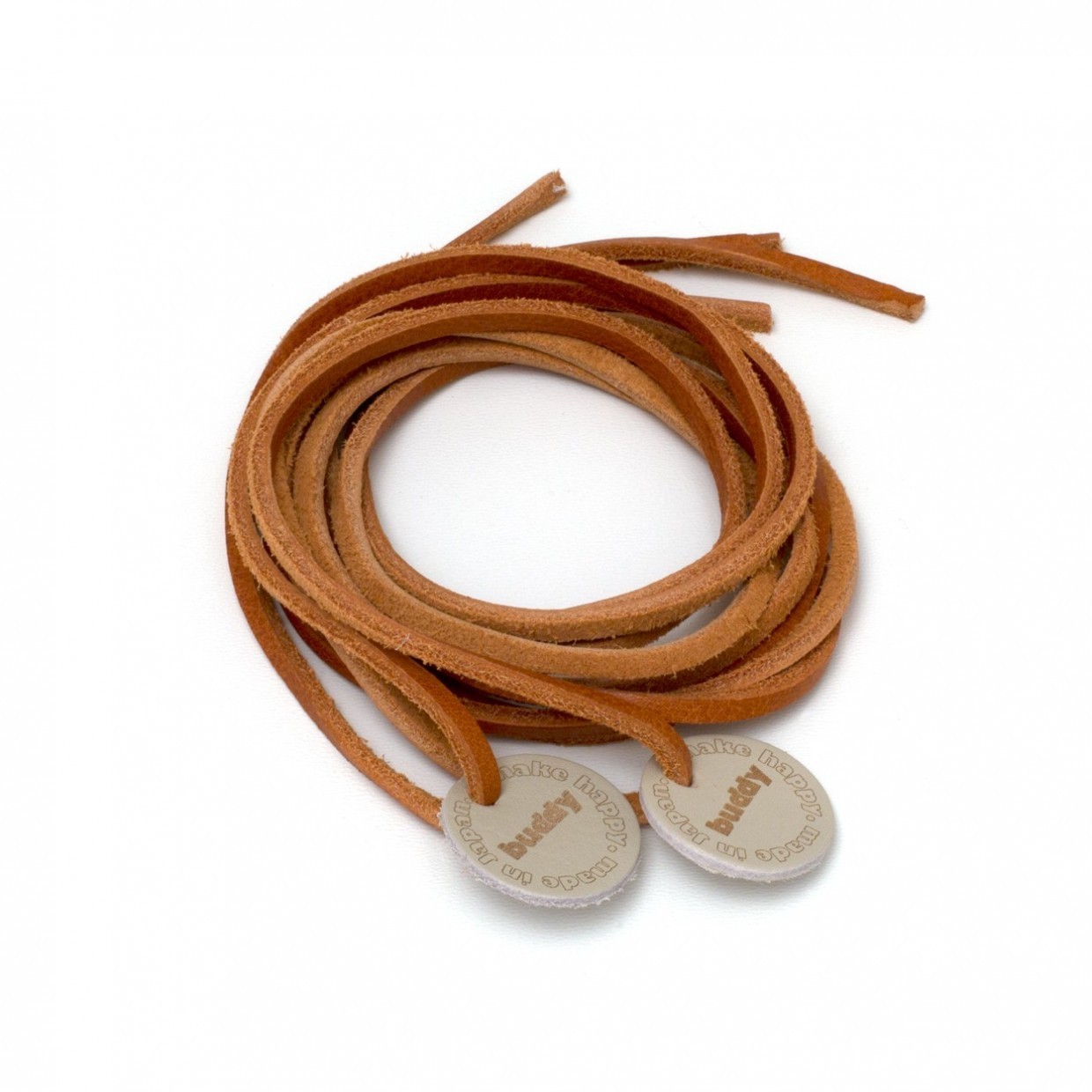 Leather Shoelaces Natural with Leather patch