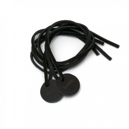 Leather Shoelaces Black with Leather patch